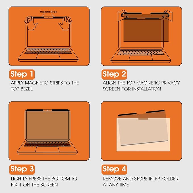 BSPROTE Magnetic Laptop Privacy Screen 14 Inch 16:10 Display- Removable Anti-Glare Blue Light Filter, Computer Privacy Screen Shield, Not for 14'' Laptops with 16:9 Resolution