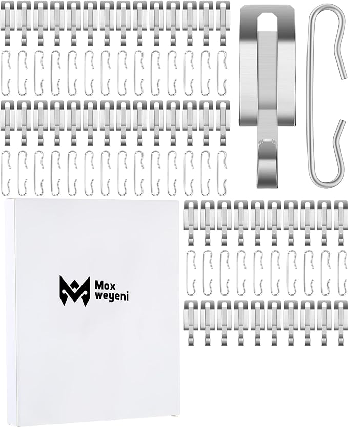 Moxweyeni 192 Pieces Heat Cable Roof Gutter Clips Christmas Light Clips 1.8" De Icing Cable Xmas Light Hooks and Spacers Set Outdoor Decor