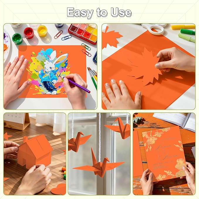 40 Sheets Cardstock 8.5x11, 65lb Orange Red Card Stock, Construction Paper, 180gsm Thick Printer Paper for Printing, Painting, Card Making, Kids School Supplies,Party Decorations