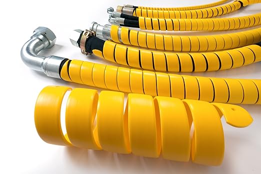 Caplugs SPPC Series – Safeplast Safe-Spiral Pre-Cut Spiral Wrap, Hose & Cable Protector, Yellow HD-PE, 0.375" OD x 25' Pre-Cut Length, Hydraulic & Pneumatic Hoses (12PC25ye)