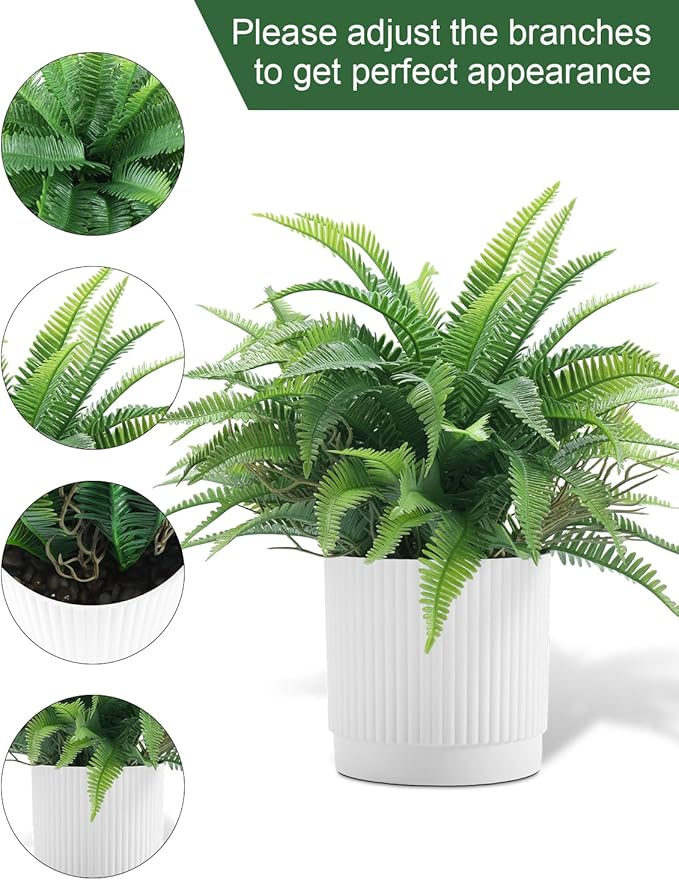 Coferset Small Fake Plant 12.2" Fern Potted Artificial Plants for Shelf Desk Home Bathroom Farmhouse Room Office Kitchen Farmhouse Coffee Table Decor