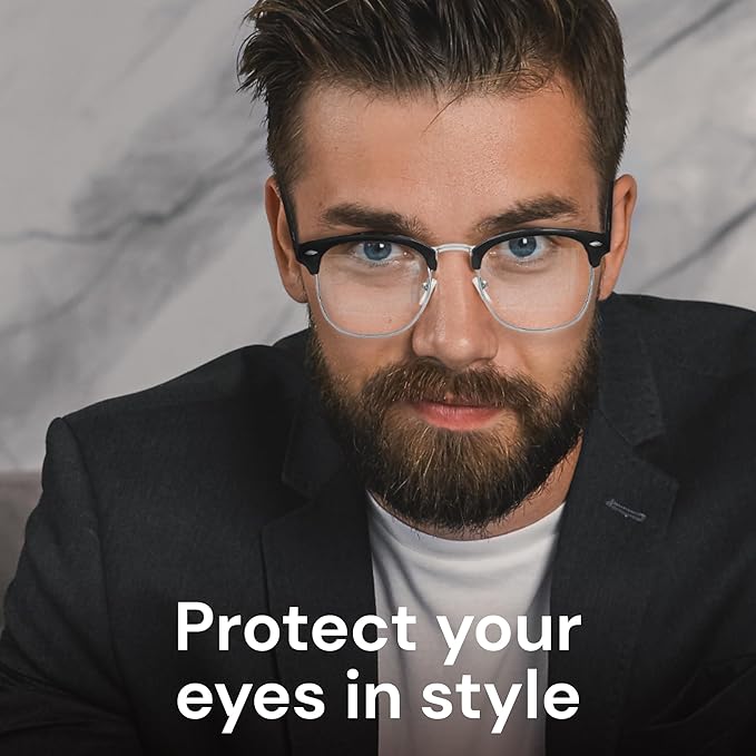 racico Computer Blue Light Blocking Glasses Blue Light Glasses Men Women, Anti Blu-Ray Gaming Glasses Lenses