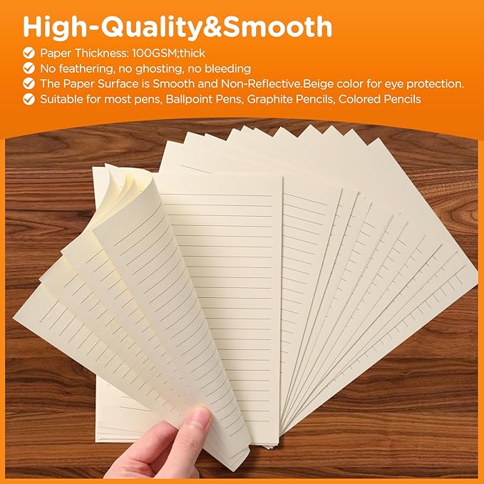 A6 6-Hole Lined Loose-Leaf Filler Paper – 2 Packs (80 Sheets per Pack), 100GSM,Beige Notebook Refill – Fits A6 6-Ring Binders for Office,Journaling,Planning,Notes. Double-sided writing supported