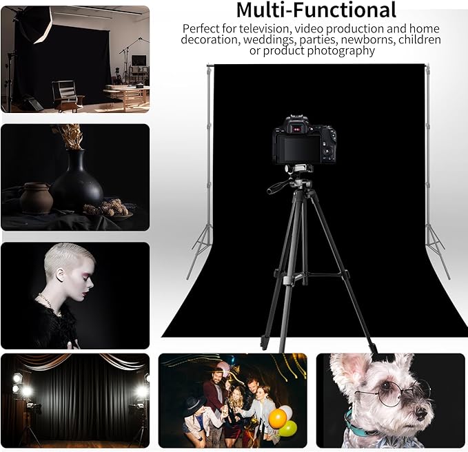 10 x 20 ft Backdrop Background Black Screen Black Backdrop for Photography Video Recording Picture Shooting high Density Polyester Fabric Pure Recording Parties Curtain
