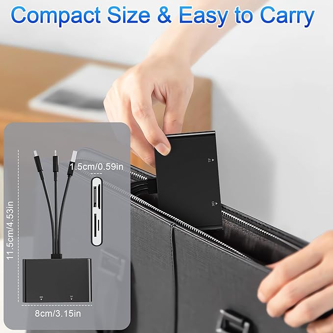 Memory Stick Pro Duo Adapter - 4-in-1 Lightning/USB-C/USB-A Multi Memory Card Reader for SD/Micro SD/MS/xD-Picture-Card, Sony Cybershot Memory Stick Pro Duo Adapter for iPhone/Android/PC