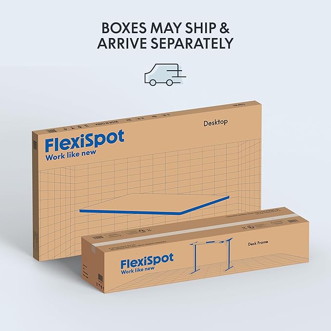 FLEXISPOT EN1 One-Piece Standing Desk, 55 x 28 Inches Stand Up Desk Workstation with Seamless Desktop Board (Silver Frame + 55 inches White Top, 2 Packages)