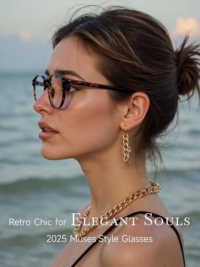 Icesor Round Blue Light Blocking Glasses Lightweight Chic Frame Anti Eye Strain Protection Computer Gaming for Women and Men