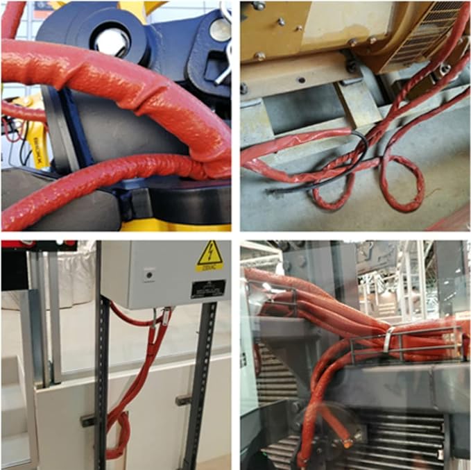 5/8"(16mm) ID Heat Shielded Fire Thermo Armor Fire Sleeve Silicone Coated Fiberglass for Automotive Hose Lines & Electrical Wiring Black, 5 feet