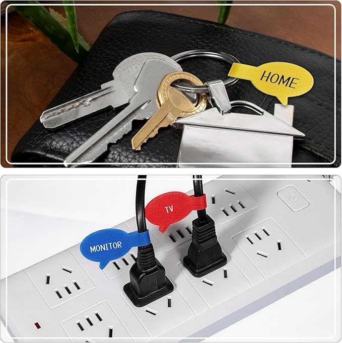 Cord Labels Cable Label, Multicolored Handwriting Cord Tags, Waterproof Wire Labels, Speech Bubbles Tags for Electronics Organization, Computer & Industrial Cable Management, 32 PCS
