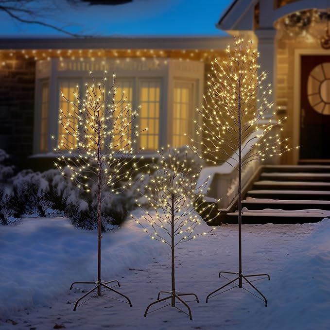 Star Light Trees, 5ft Lighted Branches with Warm White Fairy Lights, Indoor Outdoor Christmas & Wedding Decor (Brown Branch Star Trees)