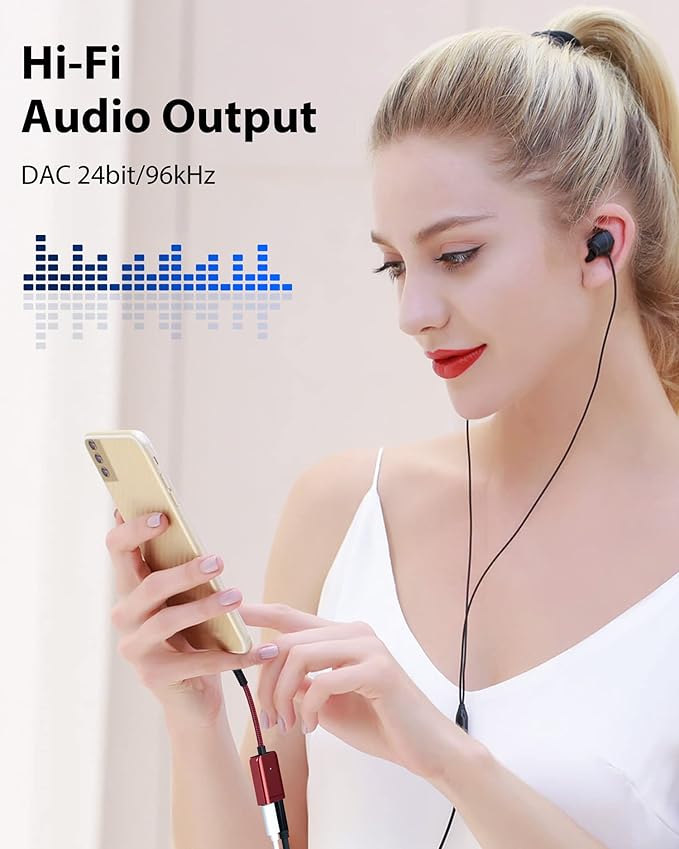 Stouchi USB C to 3.5mm Headphone and Charger Adapter, 2 in 1 USB-C to Aux Audio Jack with 30W Safe Fast Charging Hi-res DAC Compatible with iPhone 17 16 15, Galaxy S25/S24/S23/S22/S21, Pixel 6/5 (Red)