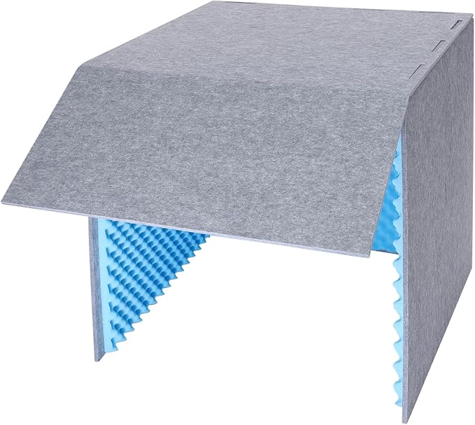 Desktop Soundproof Cover, Foldable Vocal sound absorbing shield, Isolation Booth for Voice Recording, Video Conferencing, Live Commentary, Musical Instrument Practice (Blue+Gray)