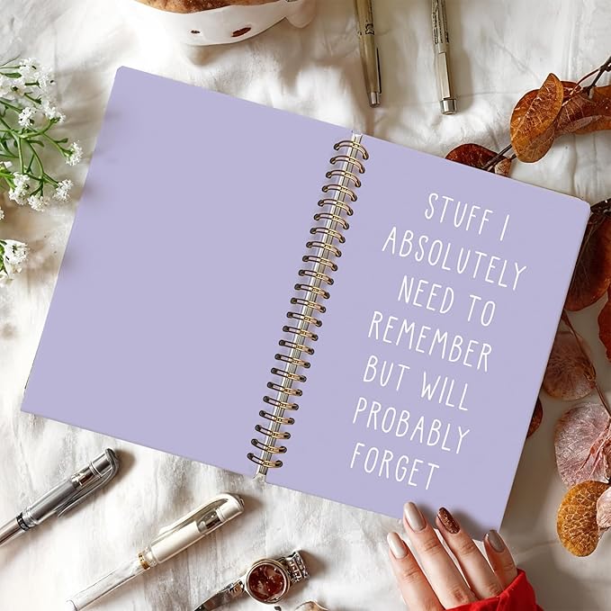 LIANGW Funny Purple Notebooks for Work, Funny Work Gifts for Coworkers & Boss, Coworker Office Gifts for Men Women, Fun Spiral Notebooks Journals for Writing, Funny Office Supplies 5.5x8.3 Inch