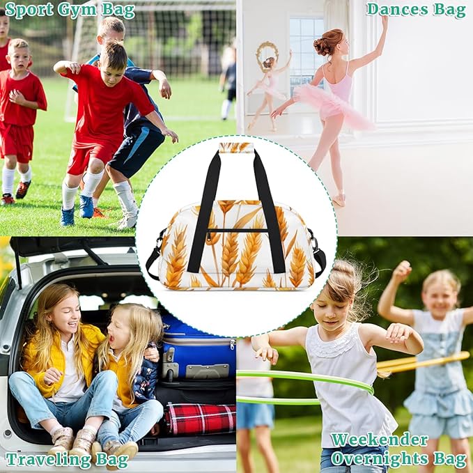Large Rice Grains Kids-Duffel-Bags Gymnastics Dance Bag Carry-On Overnight Travel Gym Lightweight Dance Sports Bags For Girls Boys Kids,