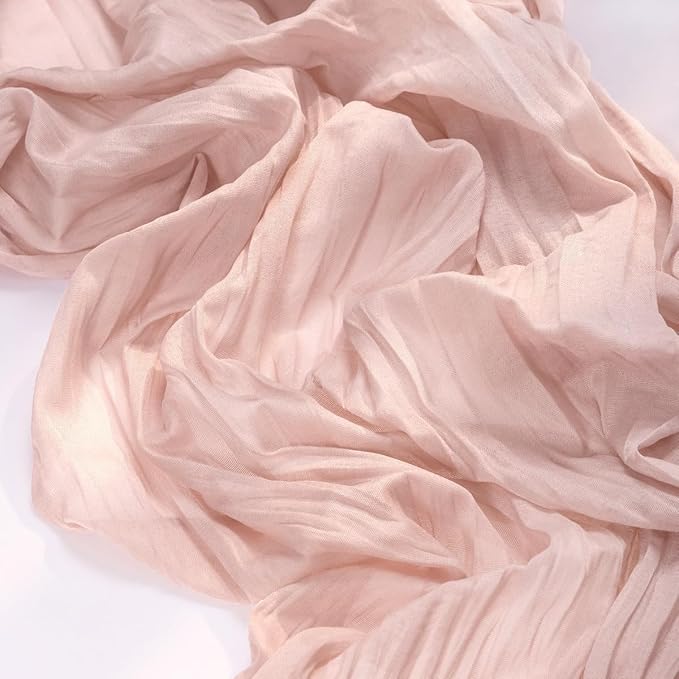 MLMC Pink Table Runner Boho Cheesecloth Table Runner 10ft Rustic Dusty Pink Gauze Cheese Cloth Centerpiece Decor 35x120 Inches for Wedding Bridal Baby Shower Birthday Party Decor
