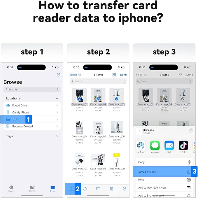 USB C SD Card Reader for iPhone 15 iPad Mac, xdgeLoad TypeC Memory Card Adapter with 5 Slots Supports SD MicroSD CF Compact Flash XD MS Memory Stick, Trail Camera Viewer Plug&Play
