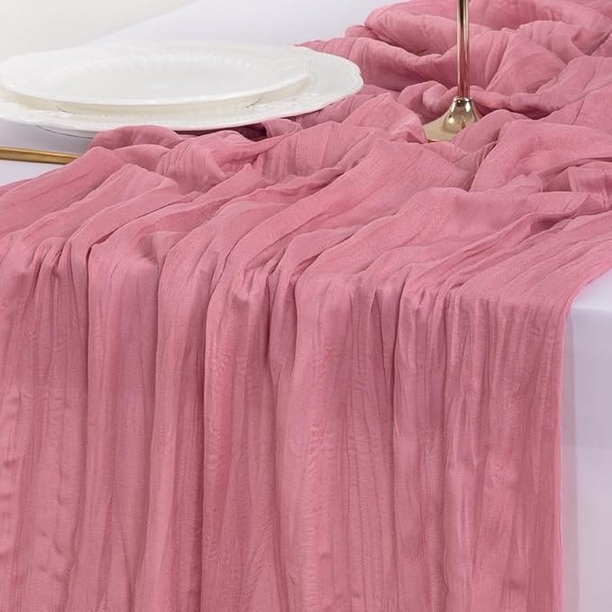 Socomi Mauve Cheesecloth Table Runner Boho Rustic Fall Thanksgiving Gauze 120 inch 10FT Cheese Cloth Runner for Wedding Party Baby Shower Birthday Home Decor Holiday Decorations