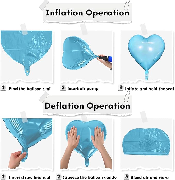 Pink Blue Heart Balloons, 18 Inch Pastel Blue Pink Foil Heart Balloons Pearl Pink Blue Heart Shape Mylar Balloons Baby Blue and Pink Party Balloon for Baby Shower Gender Reveal Birthday