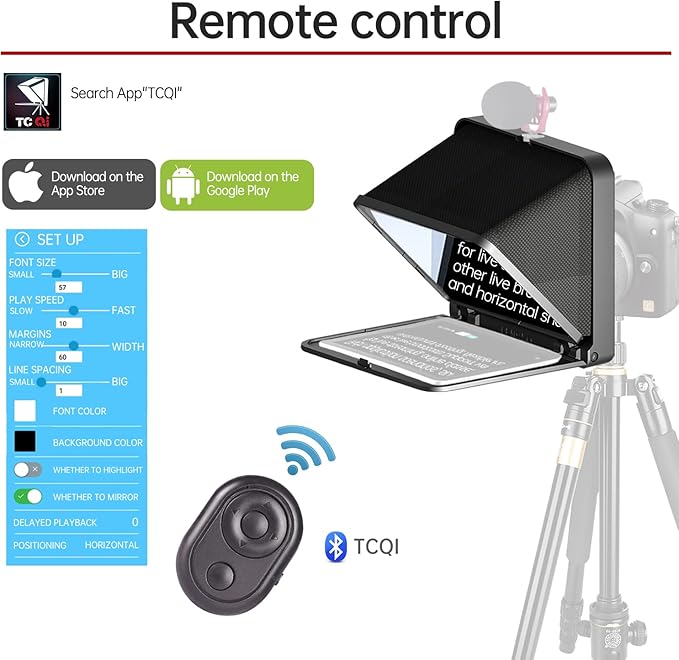 LENSGO Portable Teleprompter for iPad Tablet Smartphone DSLR Camera 7.9'', APP Compatible with iOS & Android System for Online Teaching Vlog Live Streaming Interview (TC7 for phond/ipad/Camera)