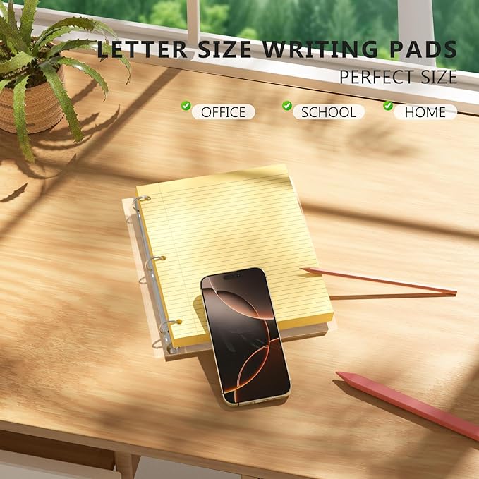 Yellow Loose Leaf Paper 200 Sheets Colored Filler Paper 2 Pack 8 * 10.5 College Ruled Paper 3-Hole Punched Paper for 3-Ring Binders Notebook Lined 8" x 10.5"
