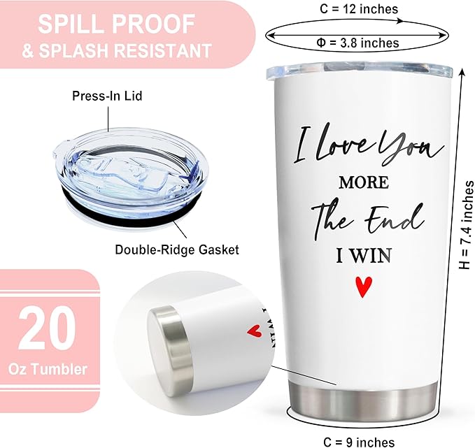 Valentines Day Anniversary Wedding Gifts for Women/Men Tumbler 20oz, Anniversary Wedding Gift for Couple, Gift for Girlfriend Wife, Wife Boyfriend Husband Birthday Gift Ideas, I Love You Gift