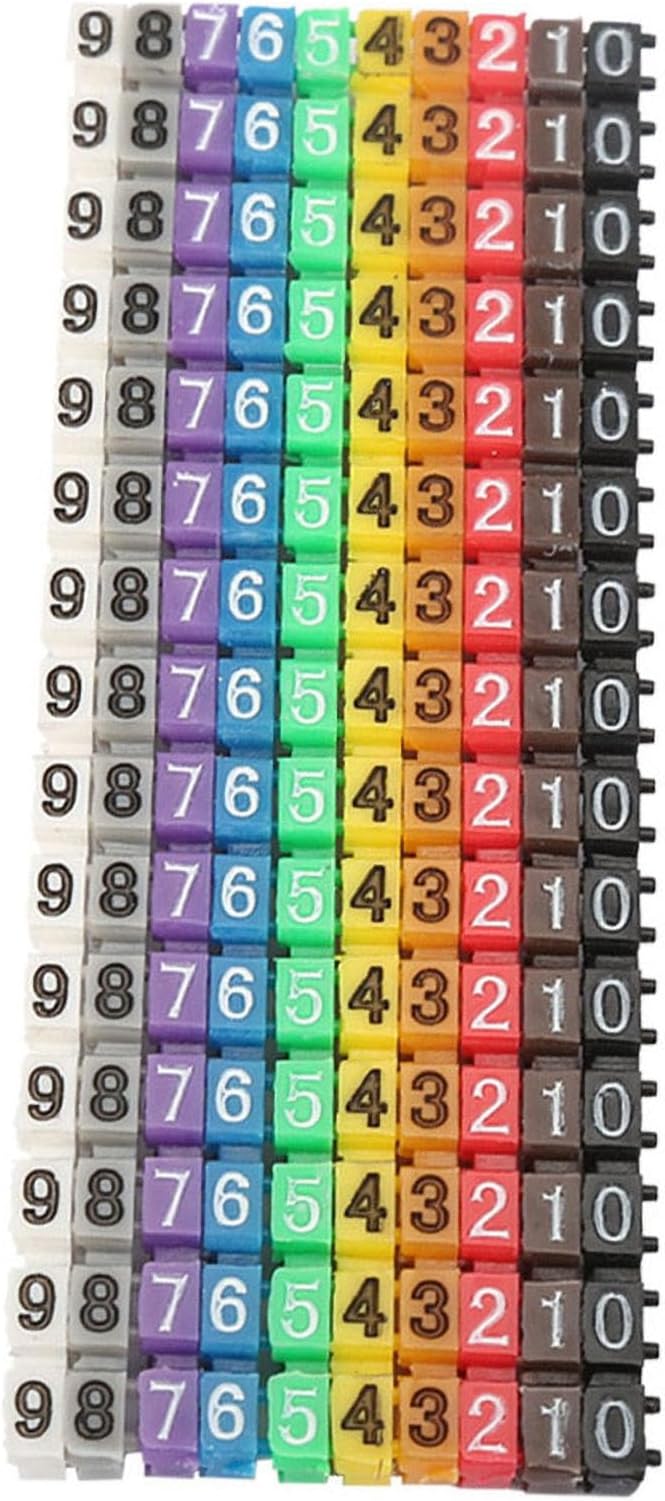 Wire Number Tube Cable Marker, 0.1 x 0.1in Colorful Clip on Wire Marker, Digital Number Wire Numbering Marker, Plastic Cable Numbering Marker Tube for Wires Management, 150Pcs