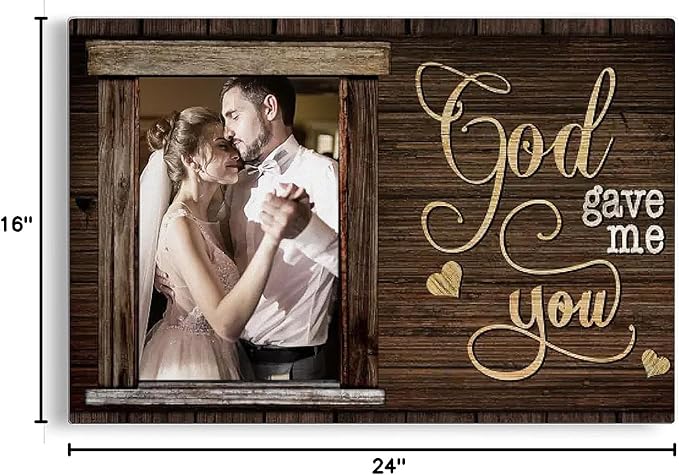 Dem Canvas Personalized Canvas Prints, Custom Photo And Name, God Gave Me You, Wedding Gifts For Couple Anniversary Wedding Engagement Gift For Couples Canvas (24x16)