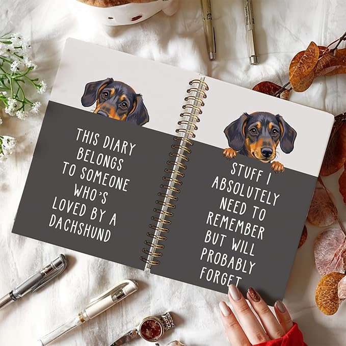 LIANGW Funny Dachshund Gifts for Women & Men, Dachshund Spiral Notebook Journal, Weiner Dog Gifts, Sausage Doxie Dog Gift, 5.5x8.3 Inch