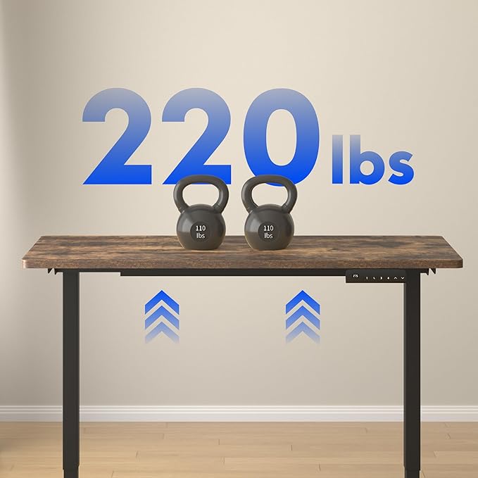 FLEXISPOT E3 Dual Motor Electric Standing Desk 55 x 28 Sit Stand Up Desk, Holds 220 lbs, Adjustable Height w/ Memory Presets, One-Piece Special Walnut Desktop & Black Frame, Ships in 2 Boxes