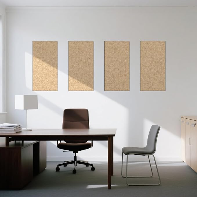 Art3dwallpanels 8 PCS Acoustic Panels, 24''x12'' Fabric Soundproof Wall Panels, Easy-Hook Mounting Sound Absorbing Panels for Studios, Office, Home Theater, Camel