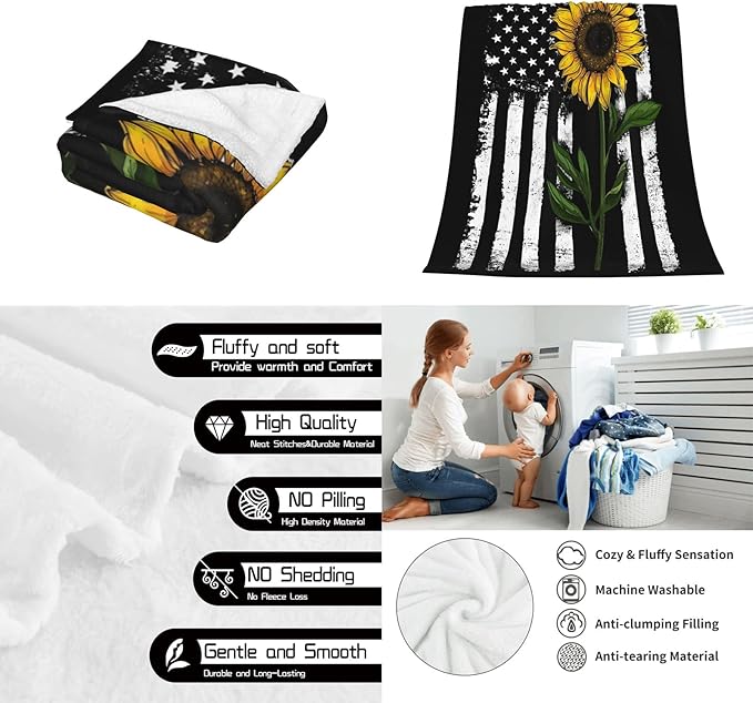 Sunflower Gifts Blankets for Women, Sunflower Throw Blankets for Womens, Fleece Throw Blankets 50x60 in, Gifts for My Wife Girlfriend Mom Birthday (Sunflower Throw Blankets, 60"Ć50ā)