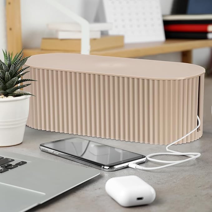YOKIVE 2 Pcs Cable Management Box, Cord Hider Organizer Decorative Strip Storage Box Desk Accessories for Cords Home, Office, Gray Green, Large