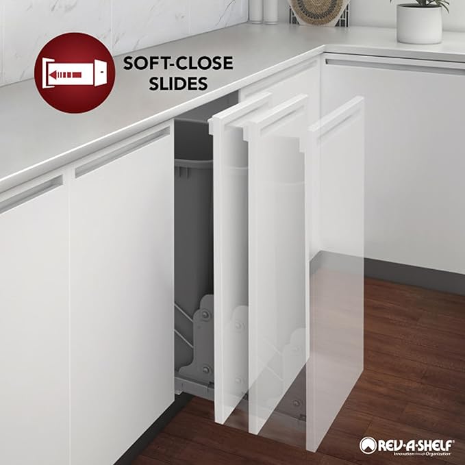 Rev-A-Shelf Dual Tier Pullout Shelf Organizer for Blind Corner Kitchen or Bathroom Cabinets with Soft Close,15", 4 Shelves, Chrome, 5PSP-15SC-CR