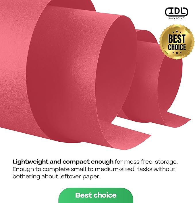 36" x 1200" (100 feet) Christmas Red Kraft Paper Roll - USA-Made Quality Craft Paper for Gift Wrapping, Kids' Arts & Crafts, School Projects - Natural Material 50lb Thickness by IDL Packaging
