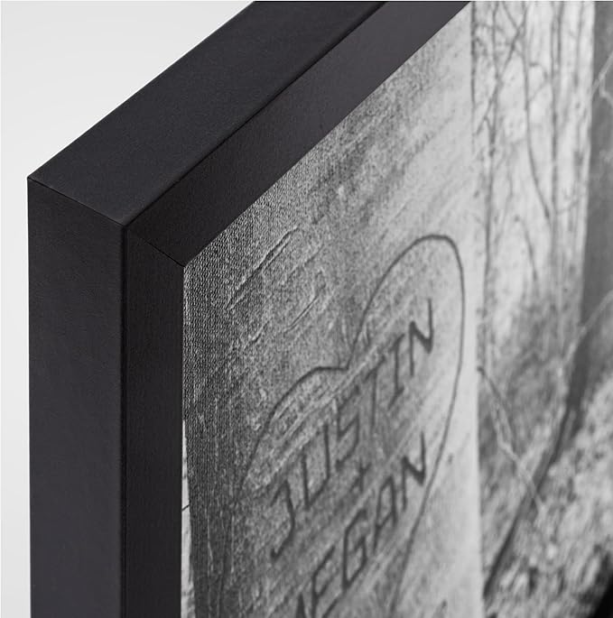 Let's Make Memories Personalized Canvas Wall Art For Couples - Engagement, Wedding, Newlyweds, Anniversary - Home Decor - Carved Heart B&W - Framed Canvas - 16x20