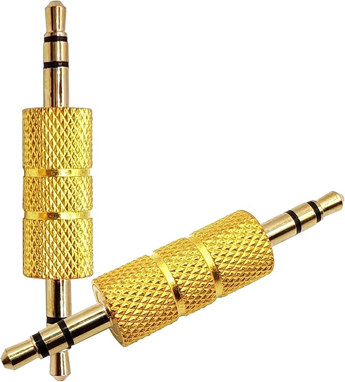 Voluty Tek 3.5mm to 3.5mm Male to Male Audio Headphone Adapter,Gold Plated 1/8" Stereo Coupler Connector for Speakers MP3 Players 2pcs