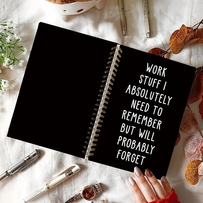LIANGW Funny Notebooks Journal, Sarcastic Notebooks for Work, Funny Office Gifts for Coworkers, Funny Notebooks for Work, Office Humor Gifts, Black Hardcover Spiral Notebook, 5.5x8.3 Inch