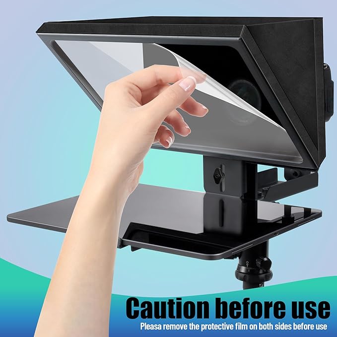 12" Professional Teleprompter Featuring Tempered Optical Glass, Durable All-Metal Build, Remote Control, and Dedicated App — Compatible with Various Smartphones, Tablets, and Cameras