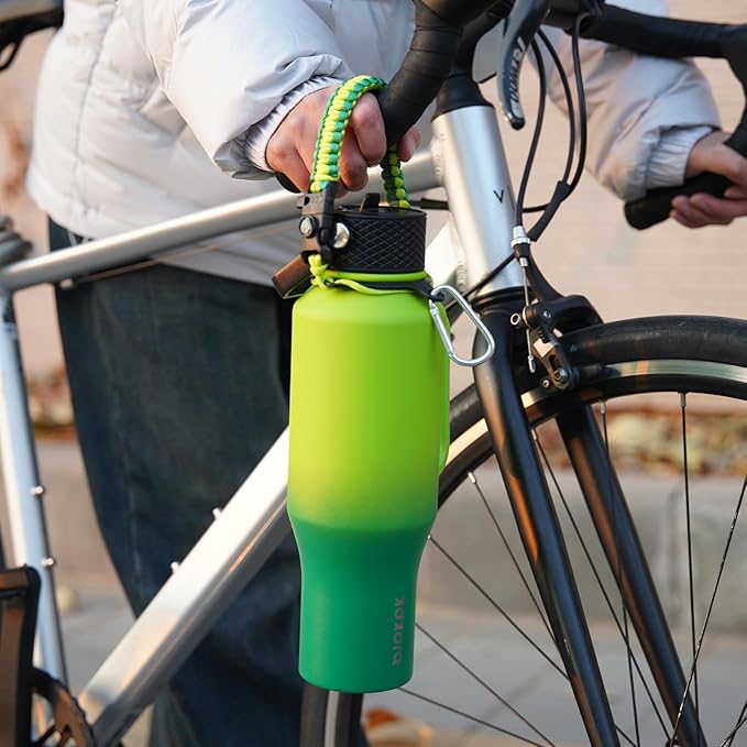BJPKPK Insulated Water Bottles with Straw Lid, 40oz Metal Water Bottle with 2 lids & Paracord Strap, Double Wall Stainless Steel Tumbler with Handle, Reusable Cups, Mugs, Thermo, Bamboo Grove