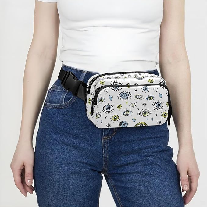 Evil Eyes Fanny Pack for Women Men Water Resistant Fashion Waist Packs with Adjustable Strap Belt Bag for Travel Workout Jogging Hiking 21220456
