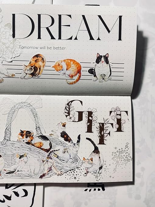 RICHTAPES-Seahorse Forest Vol3-A20 Meow,Original Design Cute Cat Vintage Thin Washi Tape Stickers,for Scrapbook Supplies,Scrapbook Tape Stickers,Junk Journal Stickers,Bullet Journal Supplies