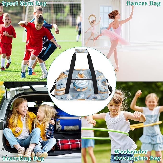 Doughnuts Ice Cream Kids-Duffel-Bags Gymnastics Dance Bag Carry-On Overnight Travel Gym Lightweight Dance Sports Bags For Girls Boys Kids,