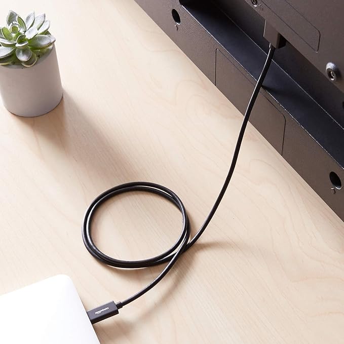 Amazon Basics Premium Aluminum USB-C to HDMI Cable Adapter, Thunderbolt 3 Compatible, 4K@60Hz, DisplayPort Alt Mode, 3-Foot, Black