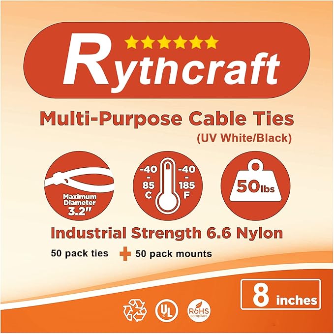 50 Pack 1.5 inch Zip Tie Adhesive Mounts Self Adhesive Cable Tie Base Holders with Multi-Purpose Tie wire clips with screw hole,Anchor stick on wire holder with 8 inch zip ties(White)