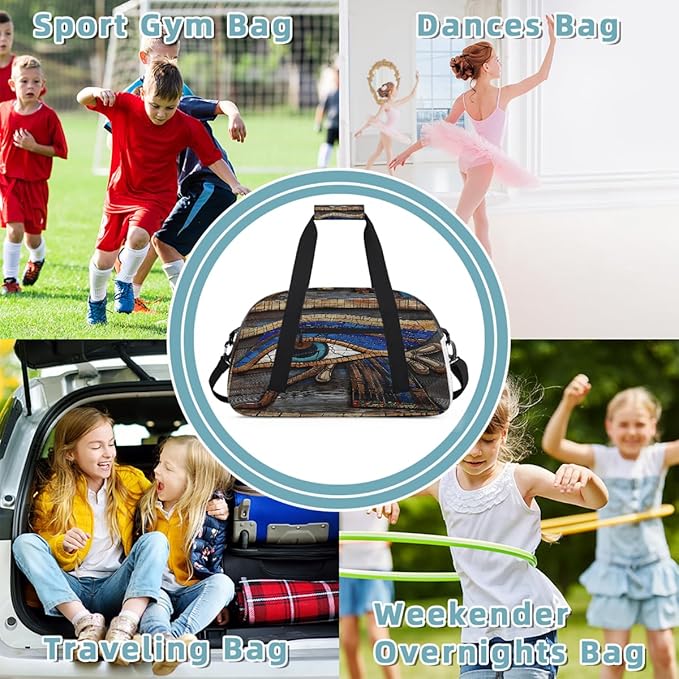 Travel Duffle Bag for travel duffle bag sports Girls Boys Kids Egyptian Eyes Lightweight Overnight Sleepover Weekender Bags Small Dance Gym Sport Bag Teens Carry-On Size Workout Bag