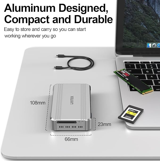 Unitek 40Gbps CFexpress 4.0 Type B Card Reader and M.2 PCIe&NVMe SSD Adapter/Reader, USB4.0 CF Express Reader for CFexpress Type B, PCIe4*2, Fast Transfer for Professional Filmmakers and Photographers