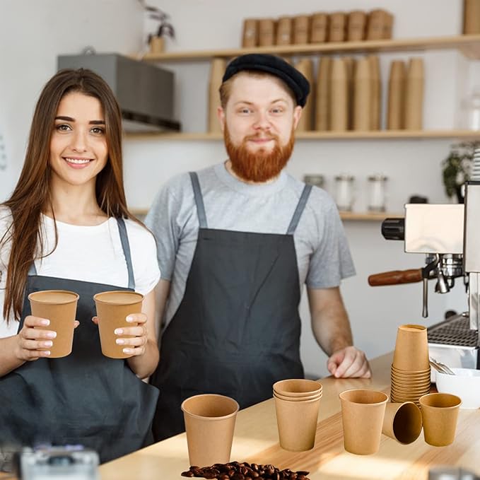 Lamosi 100 Count 3 oz Kraft Paper Cups, Disposable Paper Coffee Cups, 3 Ounce Drinking Cups, Water Cups for Party Picnic Cafe & Bar Use