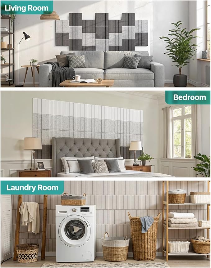 12 Pack Sound Proof Foam Panels for Walls, Self-Adhesive Acoustic Panels Sound Absorbing, 12" X 12" X 0.4" High Density Soundproof Wall Panels Tiles for Door, Ceiling, Home Office, Gray
