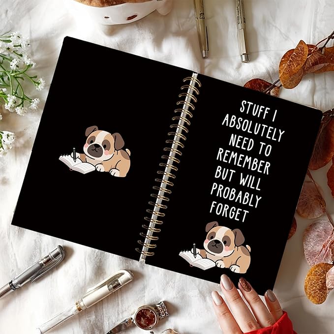 LIANGW Funny Boxer Dog Notebook Journal Gifts for Women & Men, Gifts for Boxer Dog Lovers Notebooks, Funny Gifts for Coworkers, Black Hardcover Spiral Notebook 5.5x8.3 Inch