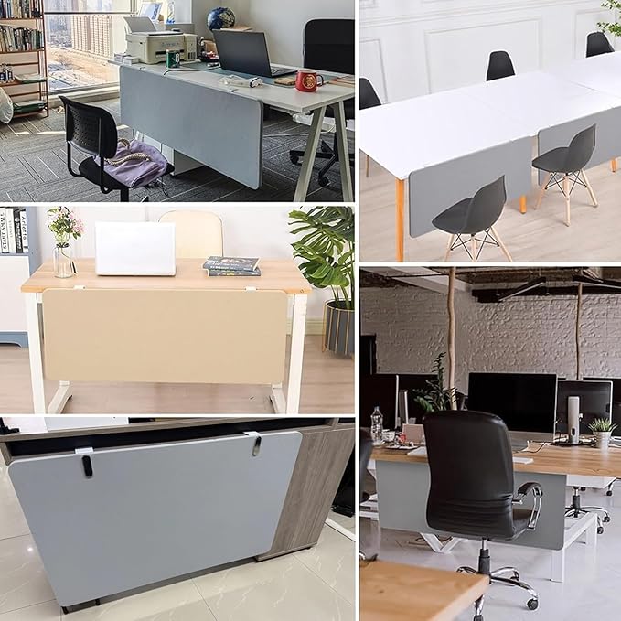 Under Desk Privacy Panel Divider No Drilling, Soundproof Modesty Panel for Office Desks Standing Workstation, Desk Privacy Divider Skirt Partition for Hidden Cables(Light Gray,60x60cm/23.6x23.6in)